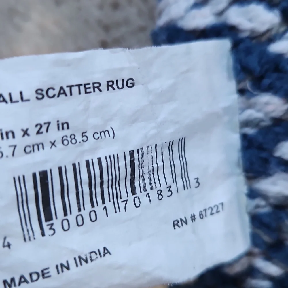 Blue and White Diamond Woven Pattern Rug